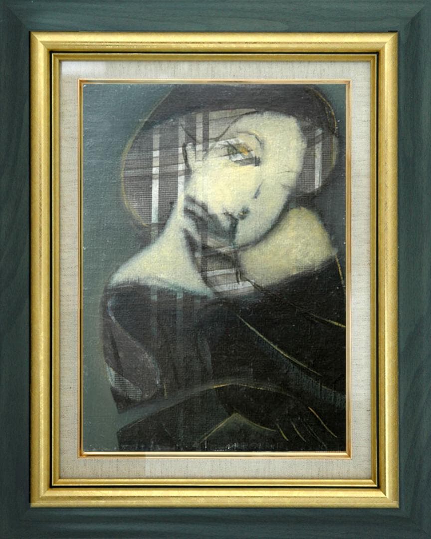 油絵 絵 絵画 インテリア 額付(銀) F4-052313 人物 女性像