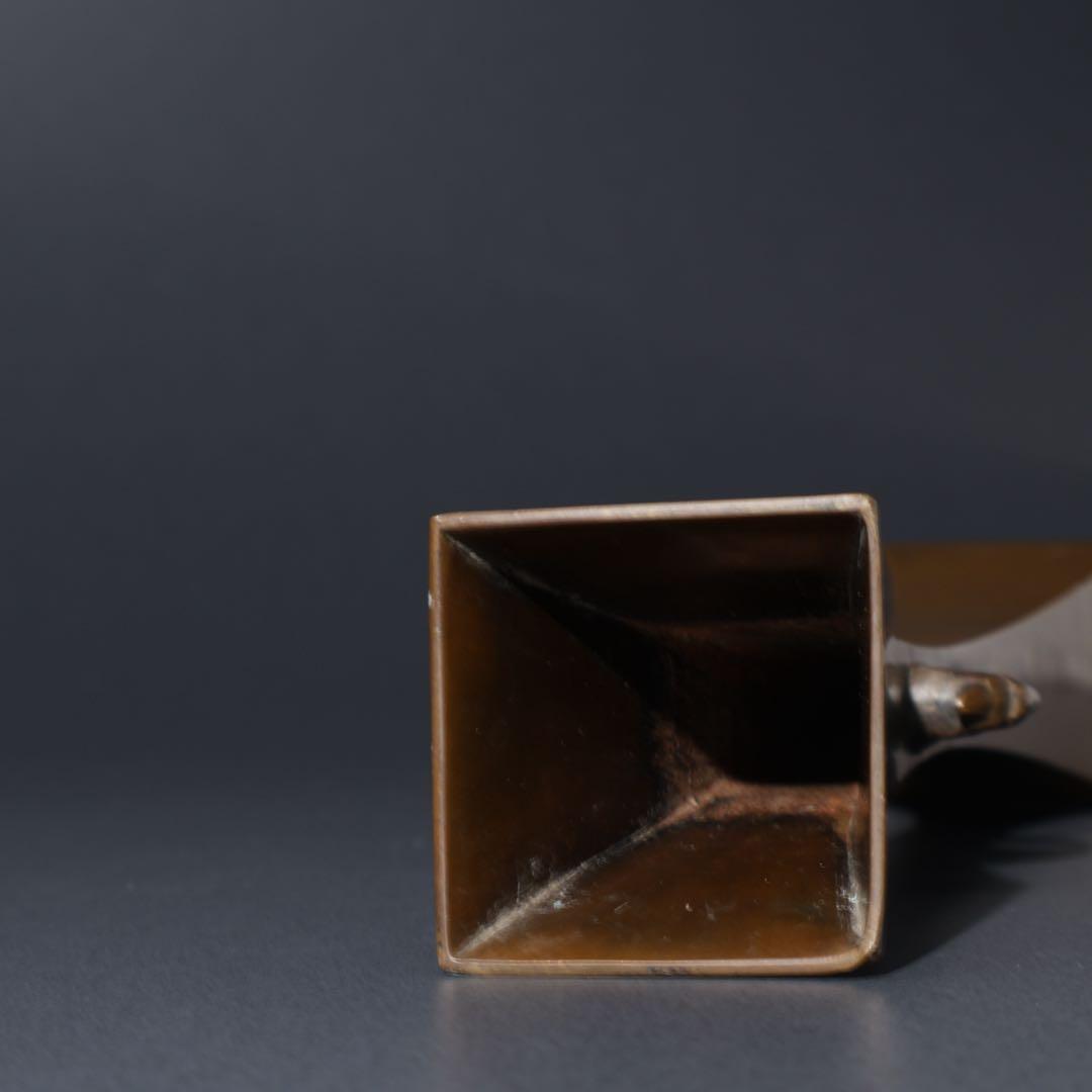 唐銅　四方形耳付き花入　花生け　桐箱　R1517ダN2