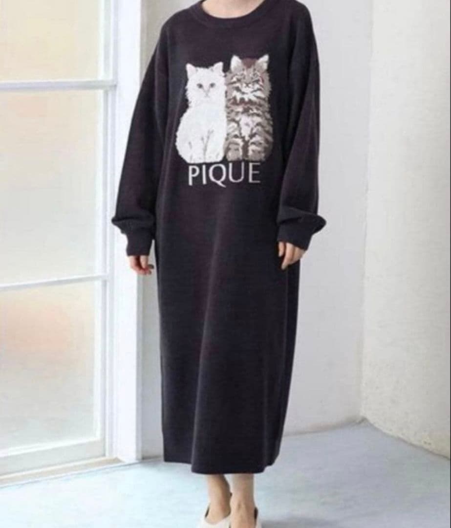 ジェラートピケ ツインキャットワンピース【NV】