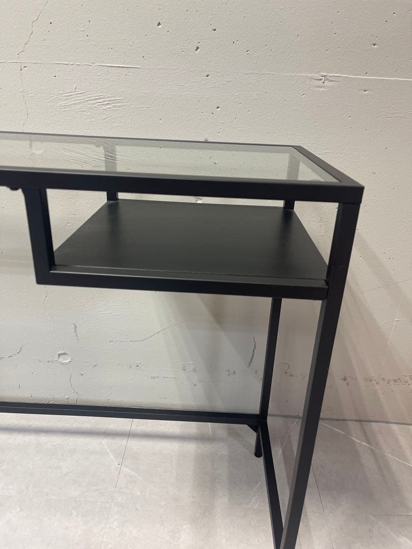 美品 IKEA ガラス テーブル 机 パソコンデスク VITTSJO 黒 廃盤