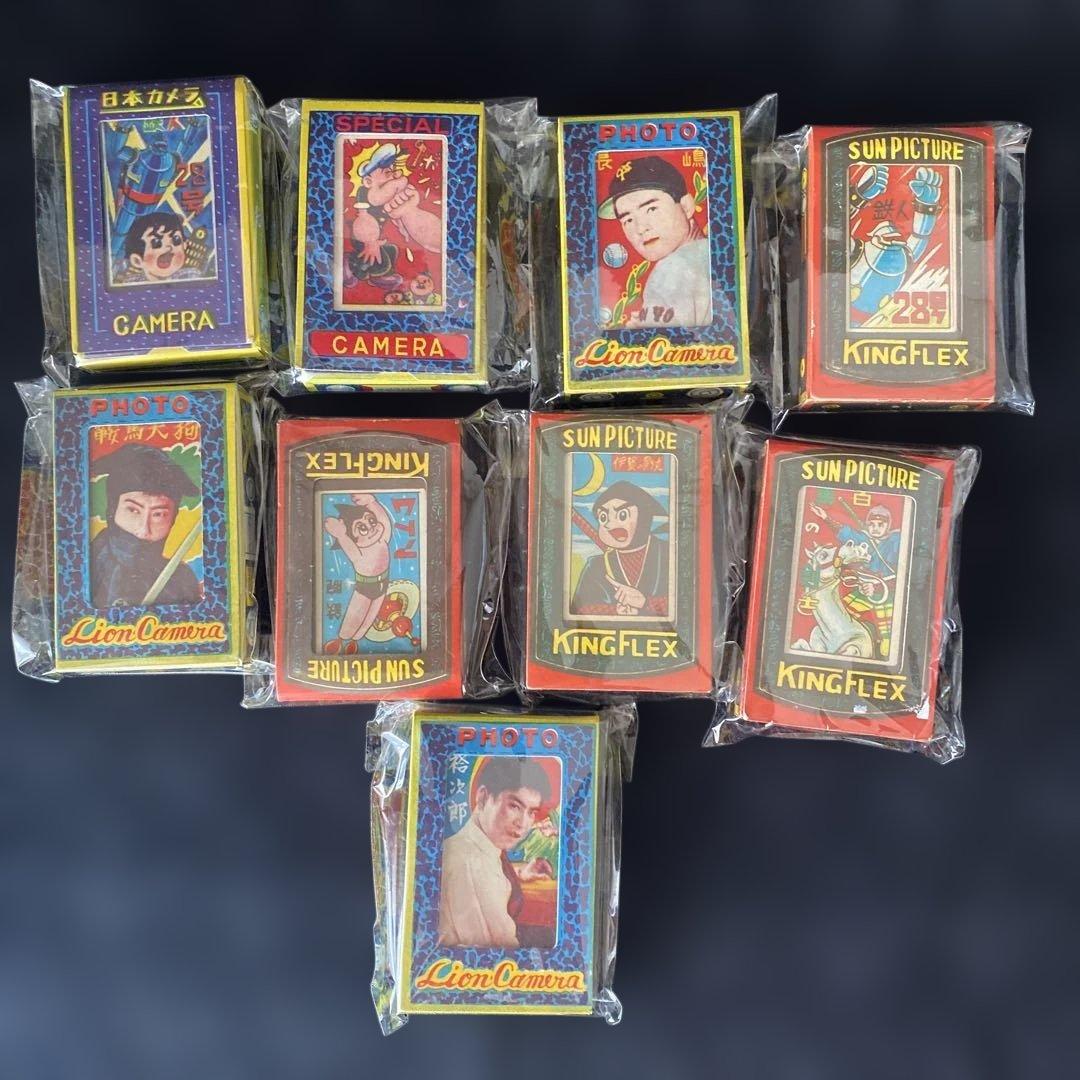なつかしの駄玩具 日光カメラ 種紙付き　忍者影丸狼少年ケンなど多種類！9個当時物