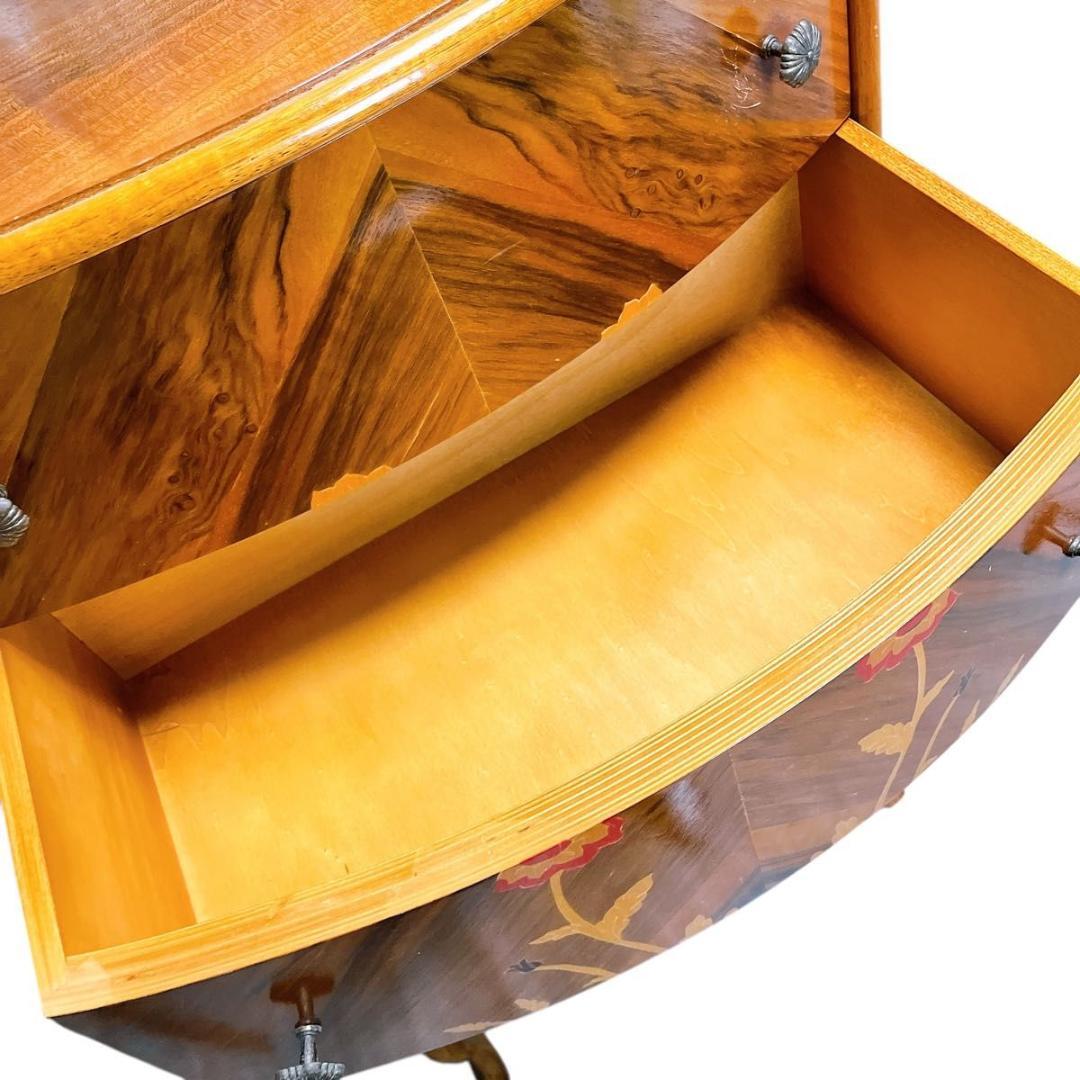 【★希少★】おしゃれ　イタリア製　象嵌　5段　チェスト　猫脚　アンティーク　家具