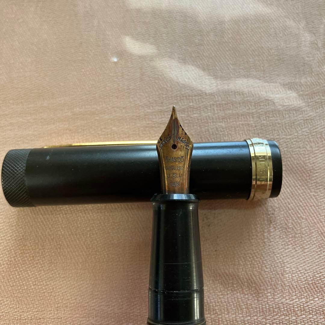 仙台 大橋堂 万年筆 14K 2本セット 黒 金色リング 木製箱