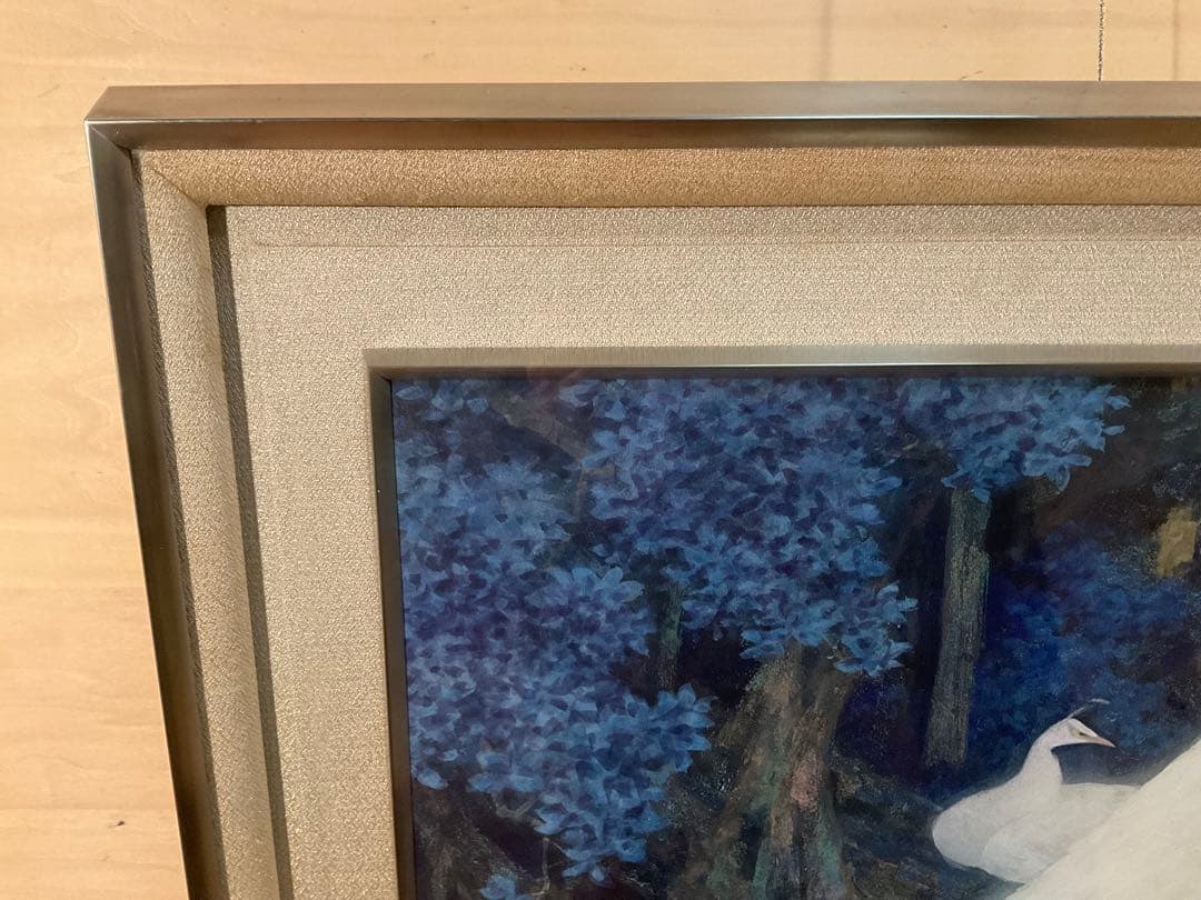 岸田蒼坪　「菩提樹の陰」　日本画１０号　直筆サイン・落款・共シール有り