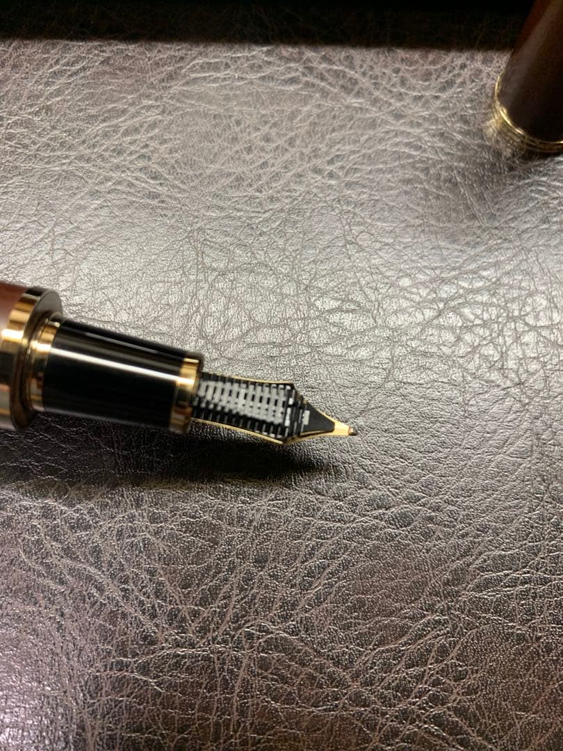 【筆記確認】セーラー 万年筆 長原宣義作 長刀研ぎ 竹万年筆 純金プレート付き