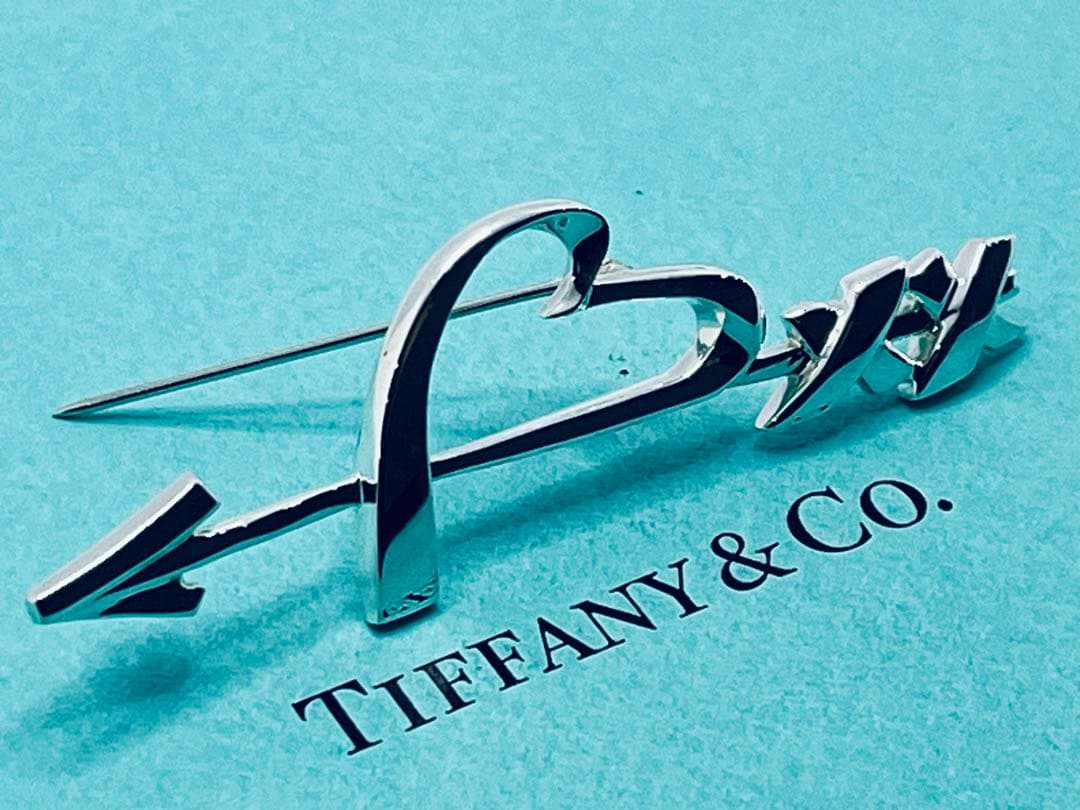 h801 美品　オールド　ティファニー　ハート&アロー　ブローチ　シルバー925