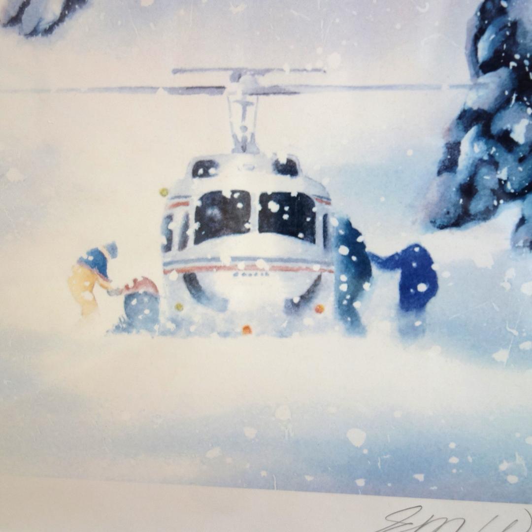 大型 72㎝×56㎝ カナディアンロッキー CMH スキー 版画・額縁付き