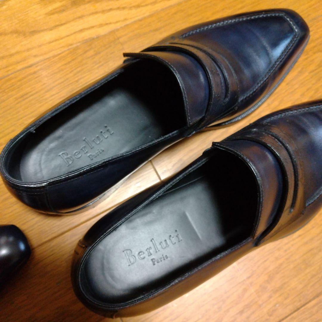ベルルッティ　ダークブルー革靴　サイズ8