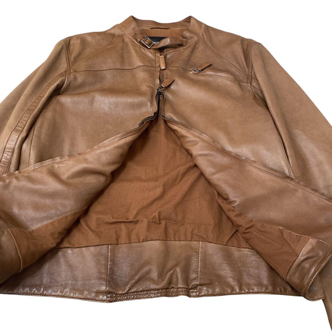 EMPORIO ARMANI ラムレザー　シングルライダースジャケット　XL