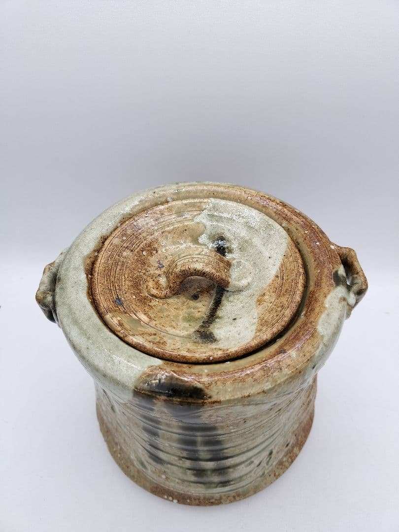 c674 水指 美濃伊賀 山吹窯 佐治光寿 木箱 茶道具 古物