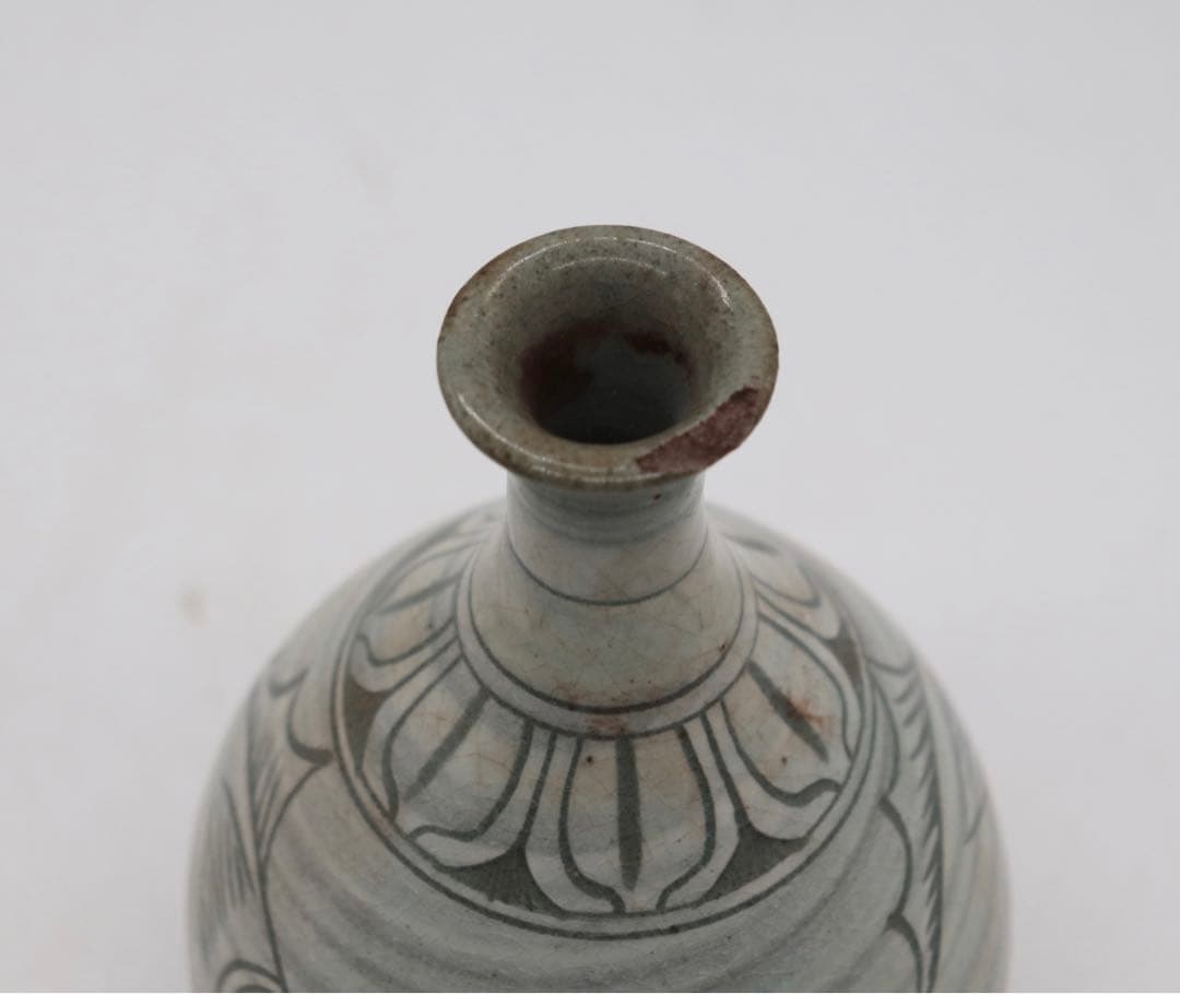 朝鮮　粉青釉　魚紋徳利　訳あり　送料込み0522