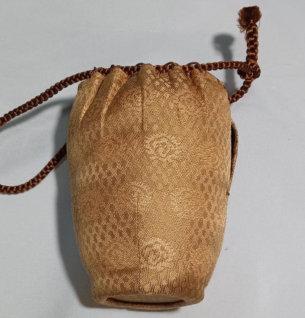 茶道具　京都清水焼　平安喜山作　肩衝茶入丸龍紋金襴仕覆付　殆ど未使用超美品！！