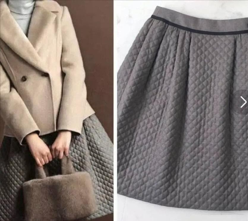 極美品★FOXEY フレアスカート グレー キルティング　38