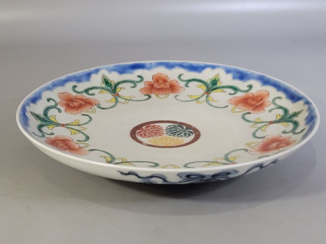 DT598 菊御紋 徳川紋 色絵 鍋島皿 一対 希少