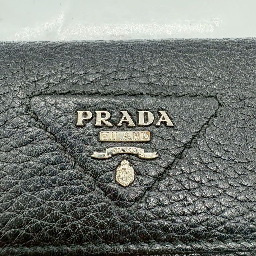 美品/現行✨プラダ NFCチップ キーケース4連 ブラック 黒 レザー