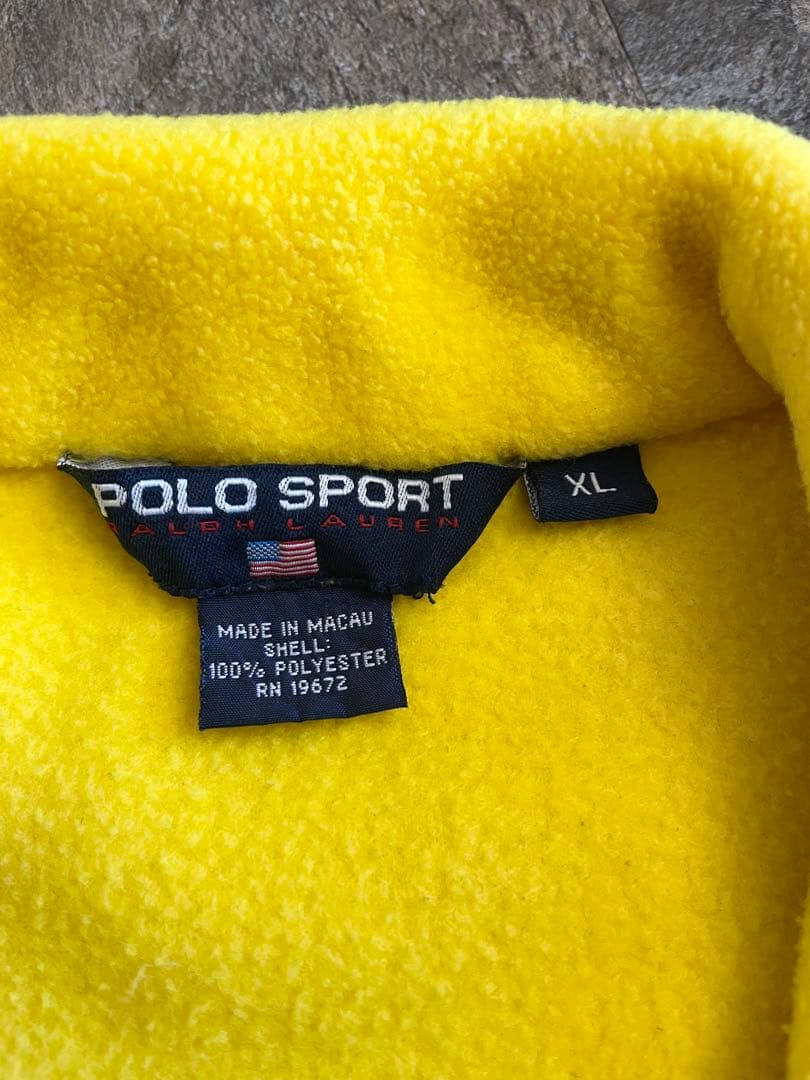 90s POLO SPORT ポロスポーツ フリースベスト イエロー XL