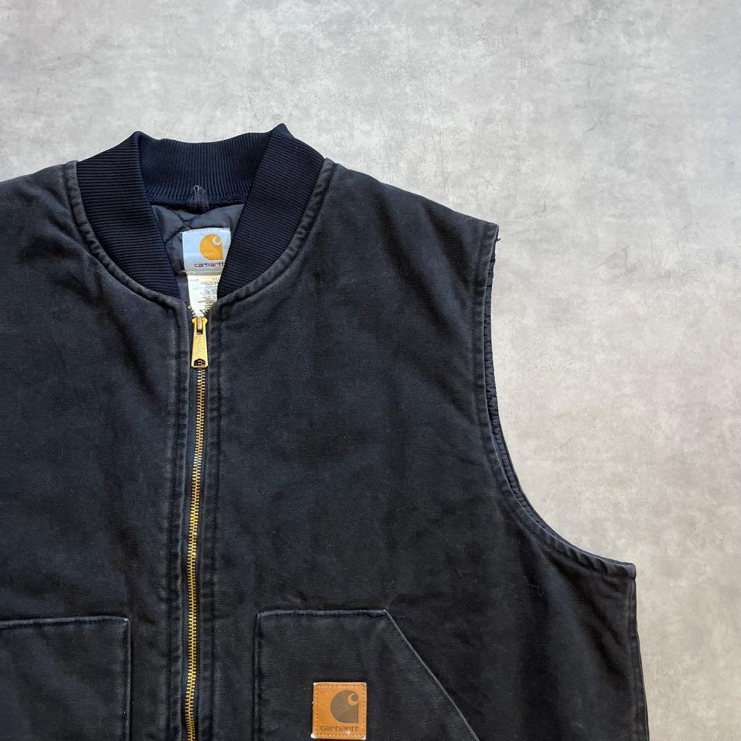 USA製Carhartt カーハート ダック ベスト ブラック オニキス 腰ゴム
