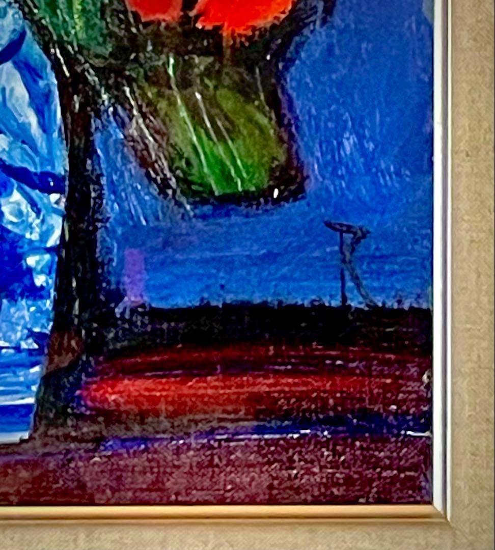 【mさま専用】中川力真作「ばら」油彩6号　サイン・裏書　力強い筆致と鮮やかな色彩