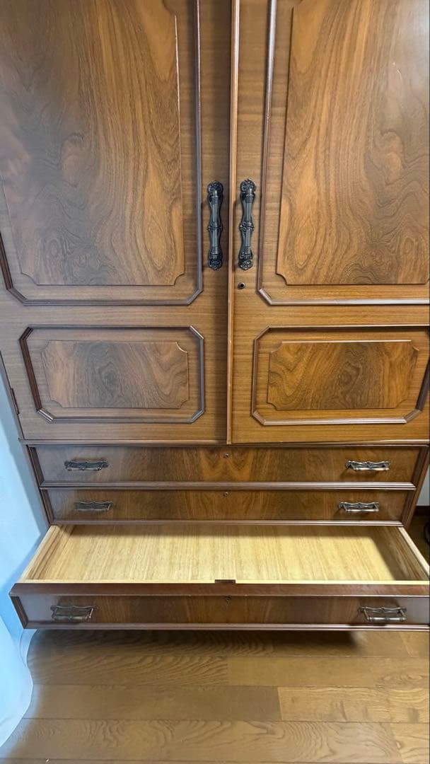 木製タンス 5引き出し 装飾デザイン