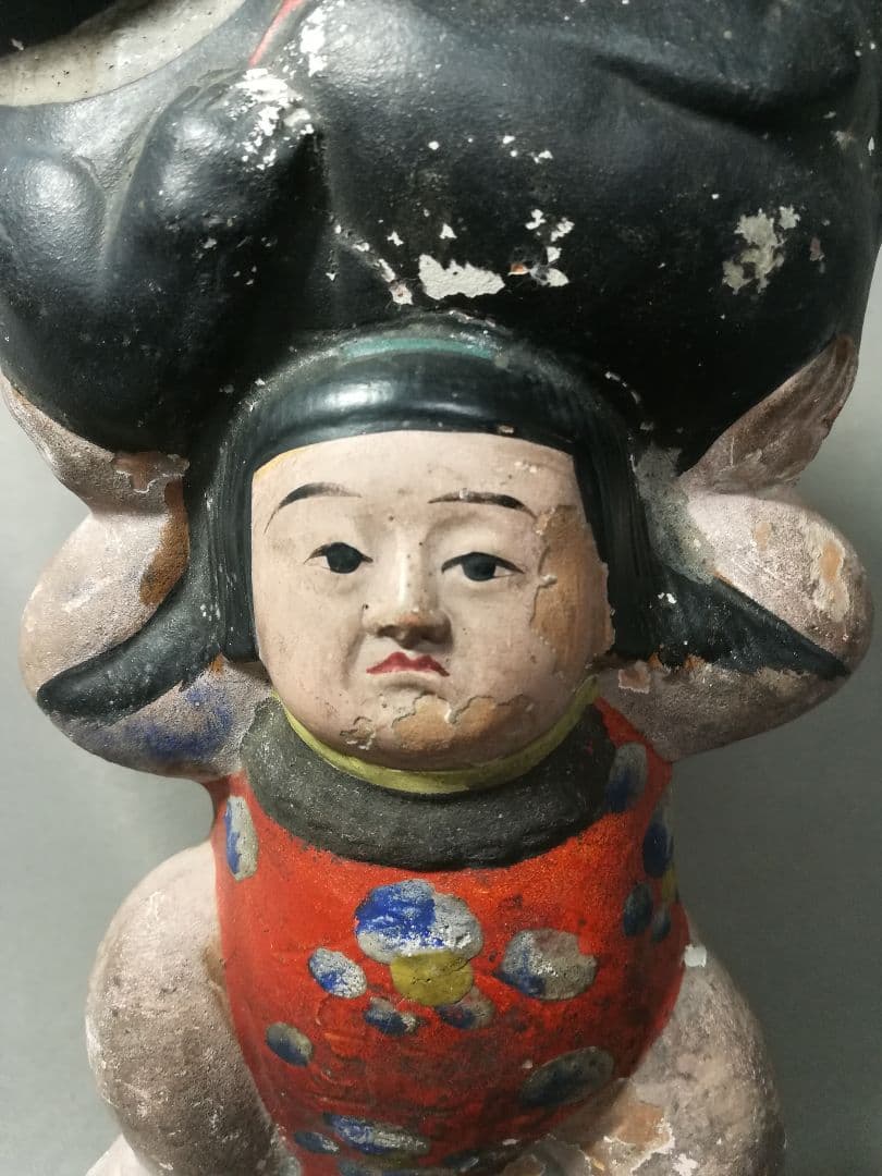 古い　土人形　金太郎　置物