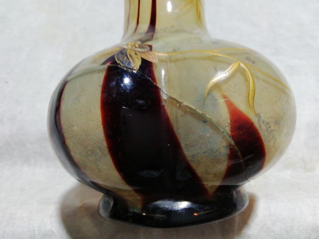 ♪時代ガラス一輪挿し キズ 高蒔絵