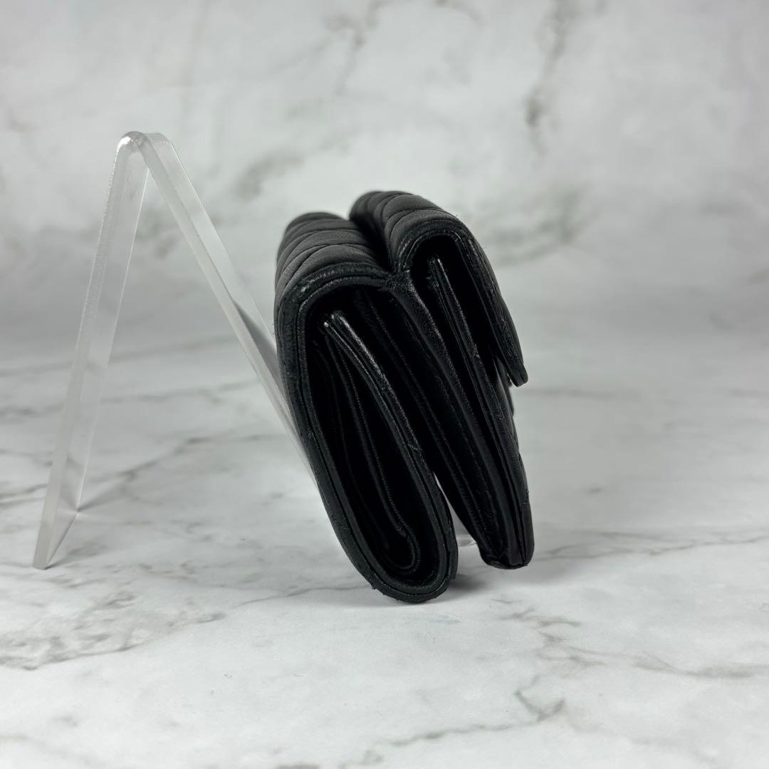 CHANEL シャネル 3つ折り 財布 マトラッセ ブラック