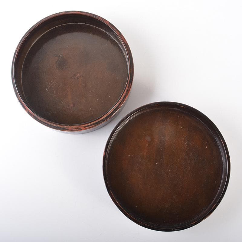 古民具　時代漆器　根来塗　食籠　菓子器　蓋物　D　R7544