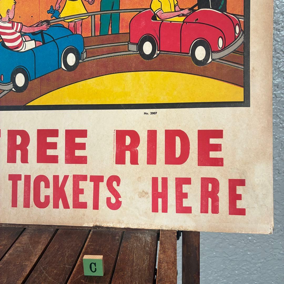 BIG！50's〜アメリカアンティーク　実物遊園地サーカス広告　ヴィンテージ雑貨