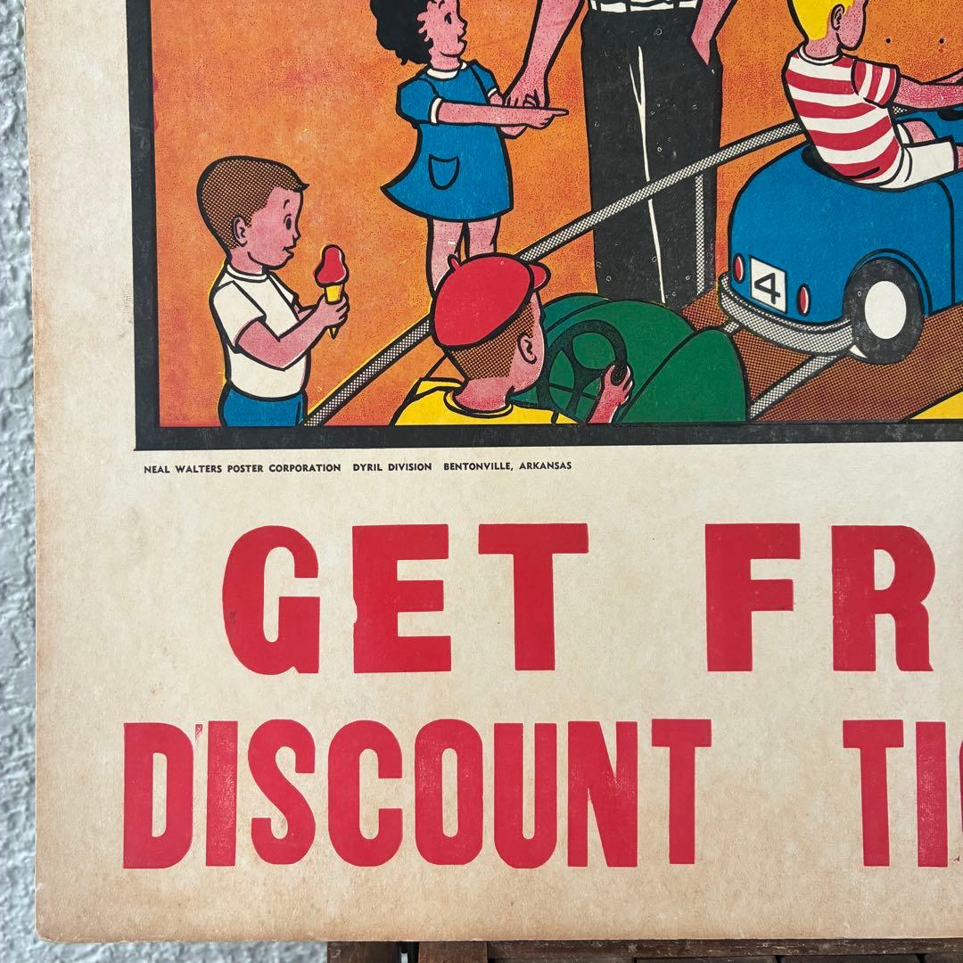 BIG！50's〜アメリカアンティーク　実物遊園地サーカス広告　ヴィンテージ雑貨