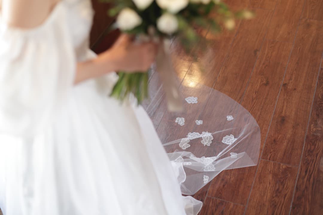 【クリーニング済】トリートドレッシング ロングベール 蝶々花柄