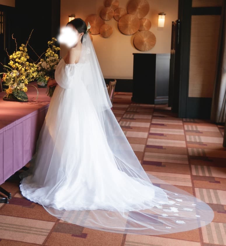 【クリーニング済】トリートドレッシング ロングベール 蝶々花柄