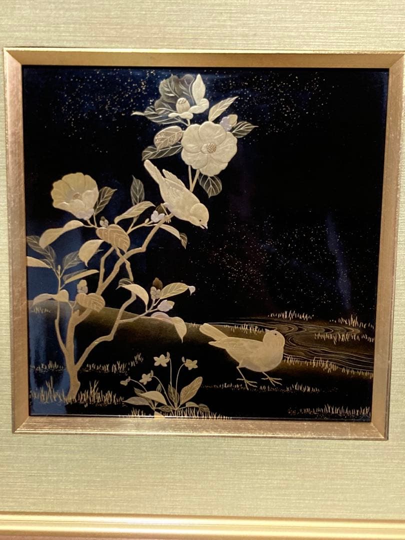 輪島塗　蒔絵　花鳥画