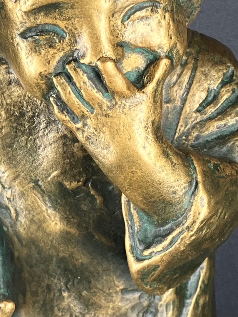 【巨匠 北村西望】ブロンズ像「笑う少女」高さ32cm 共箱・刻印有 文化勲章受章