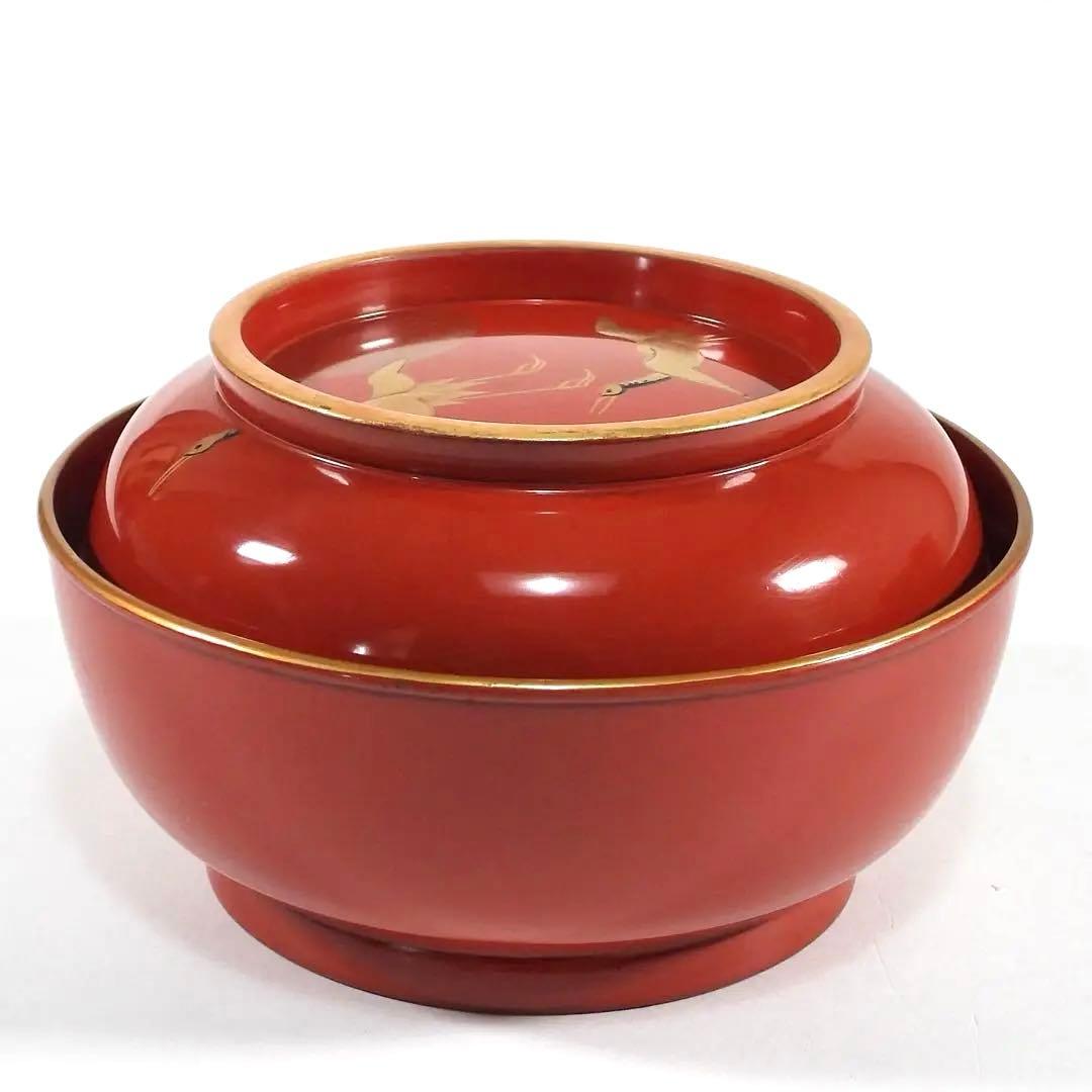 金蒔絵 千羽鶴 煮物椀 10客 木製漆器 天然木 輪島金沢能登 汁椀　蓋碗