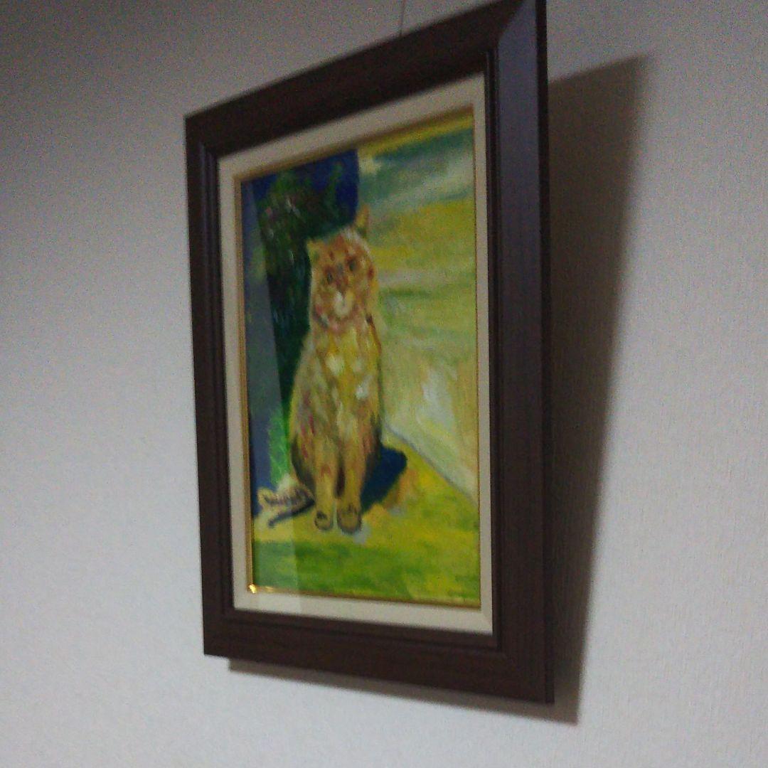 油絵   街角の猫  【送料無料】