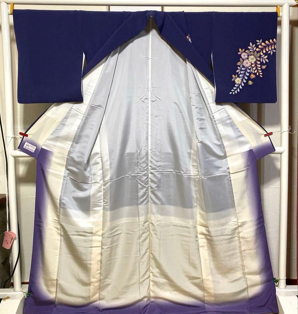 着物-辻が花着物122桐屋翠山工房本格辻が花深藍紫に幻想のぼかし絞りやまと誂製