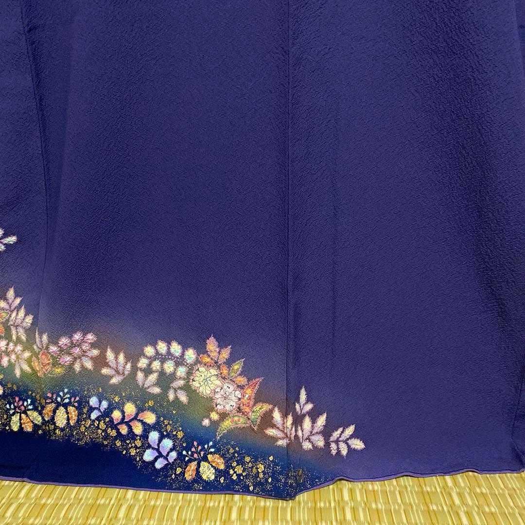 着物-辻が花着物122桐屋翠山工房本格辻が花深藍紫に幻想のぼかし絞りやまと誂製