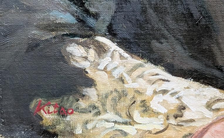 二元会常任委員審　 奥野北雄 　二元会総理大臣賞　油彩画　直筆 　F８号　額装