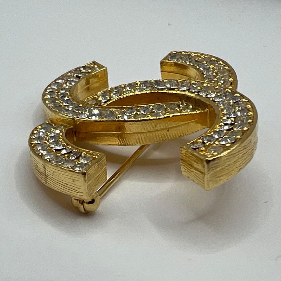 【未使用に近い】シャネル ブローチ ココマーク ラインストーン ゴールド金具