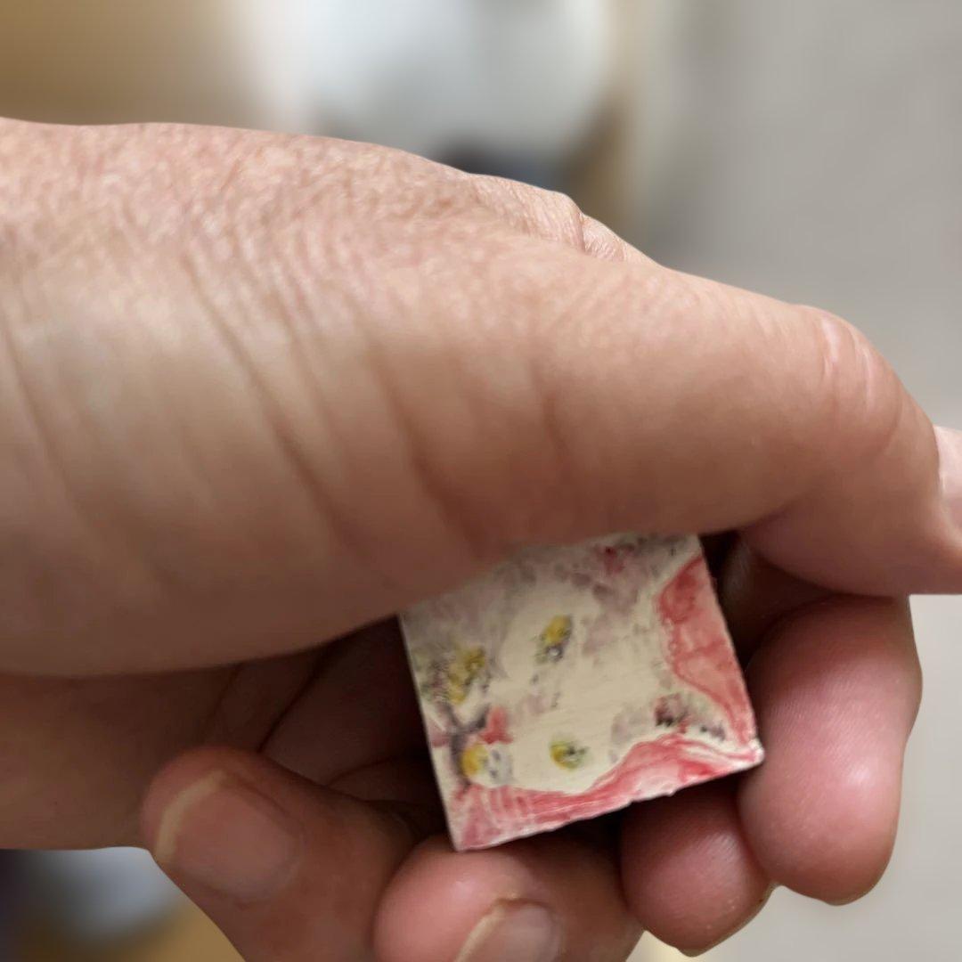 手作り　サイコロ画　8個　油彩　アクリル