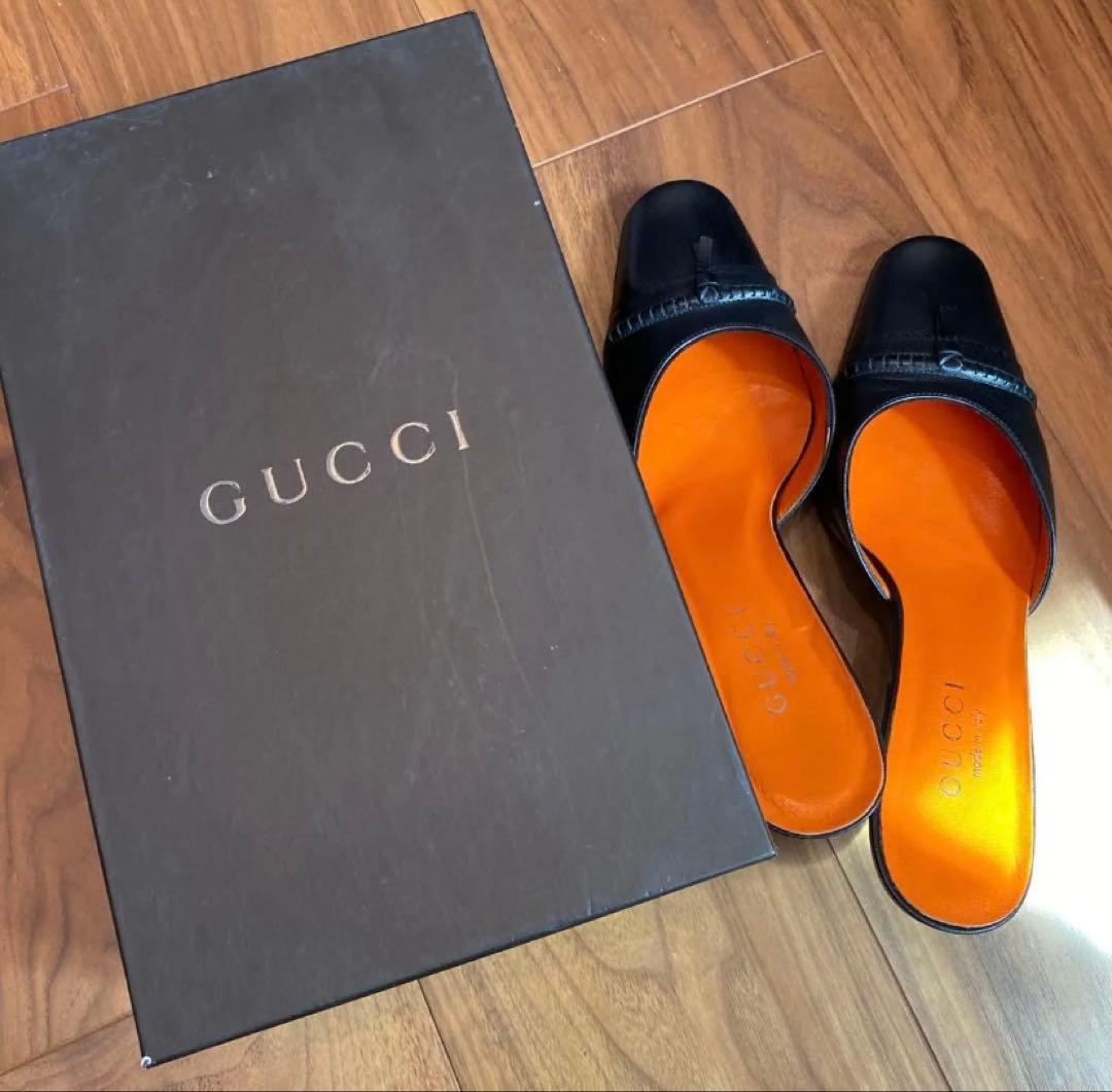 GUCCI レザー ミュール ブラック