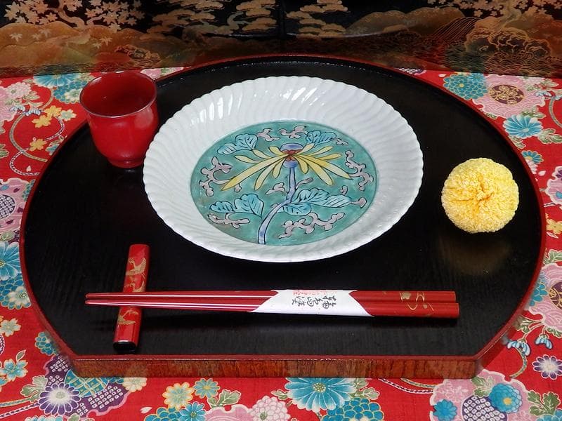 古伊万里　色絵　花に唐草の図　6寸半皿　江戸期　C058AS-CSz