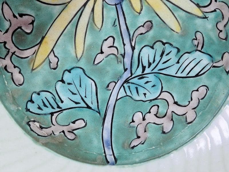 古伊万里　色絵　花に唐草の図　6寸半皿　江戸期　C058AS-CSz