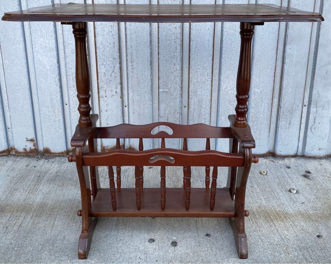 昭和レトロ　マガジンラック　雑誌入れ　新聞入れ　サイドテーブル　木製