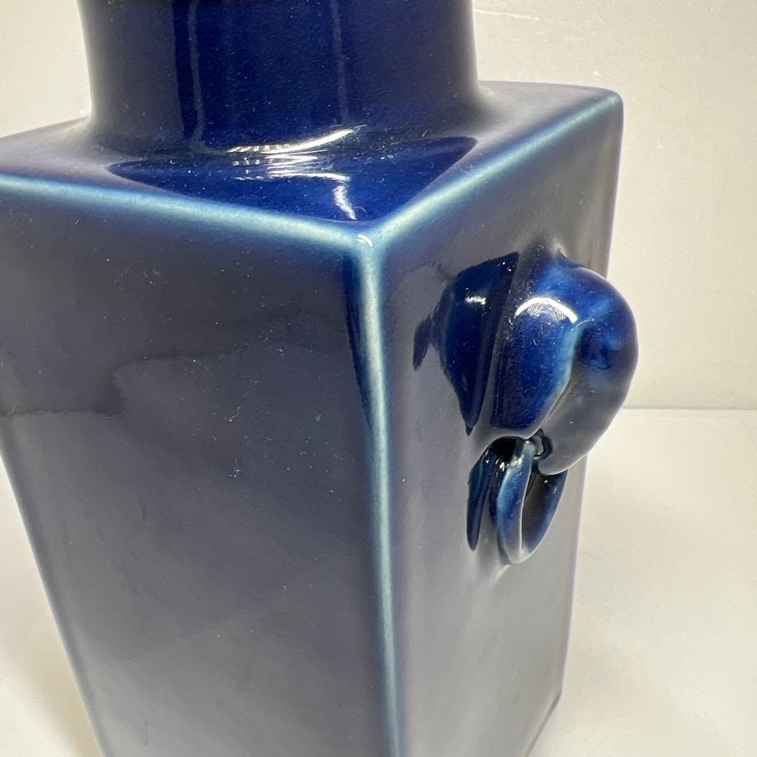 中国美術　大清康熙年製　瑠璃釉双耳花瓶　高さ約25.5㎝東Y7-0530②トヒオ