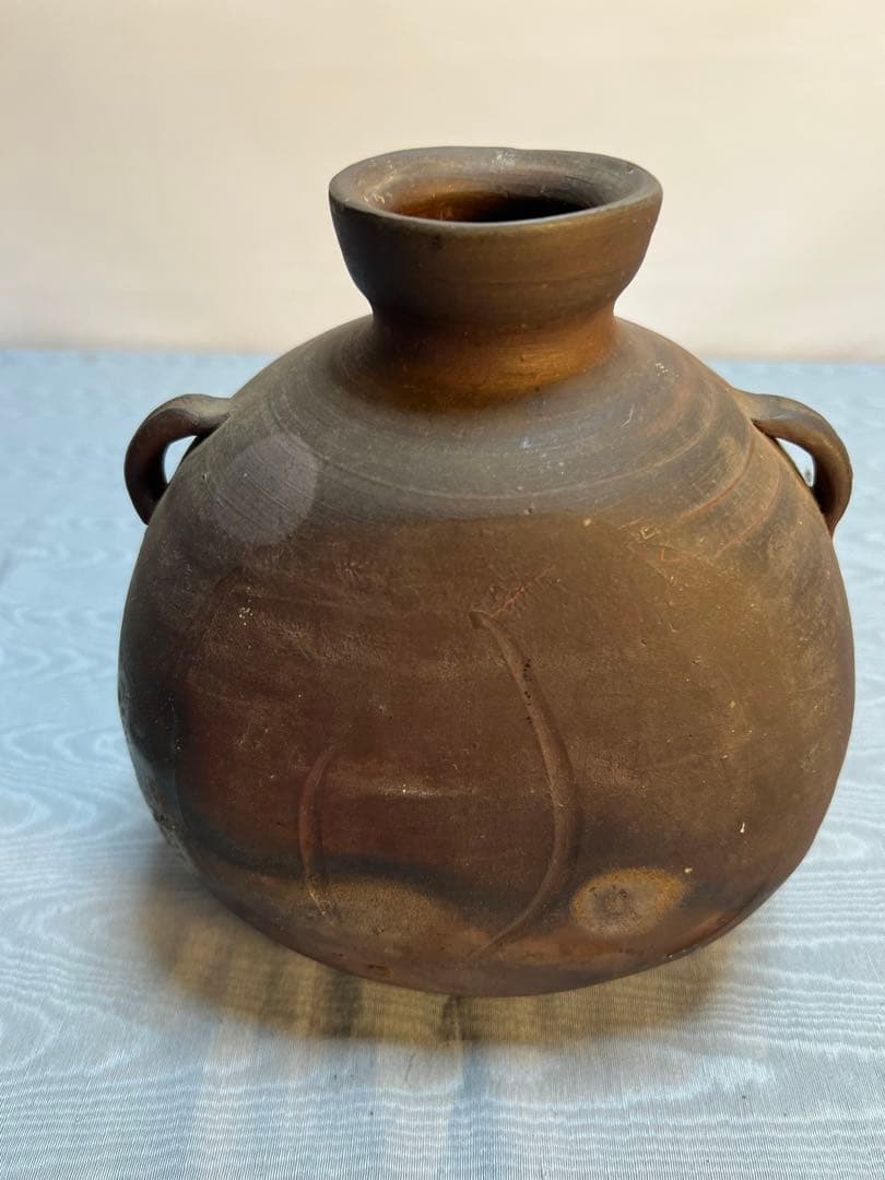 備前焼「利陶苑」陶弘 造　耳付き花瓶