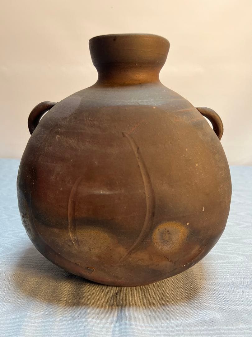 備前焼「利陶苑」陶弘 造　耳付き花瓶