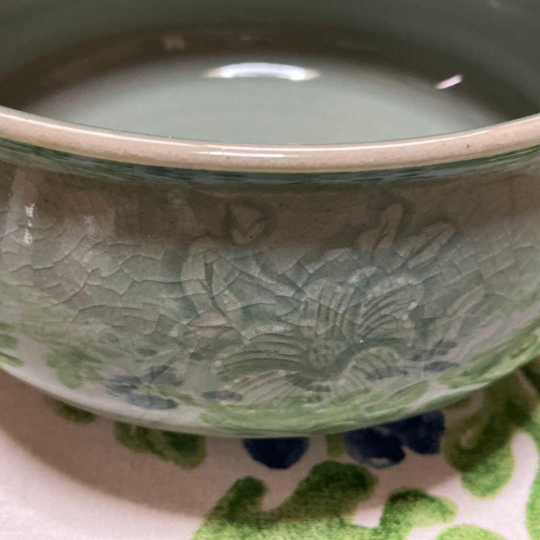 高麗青磁　茶道用建水　流谷作