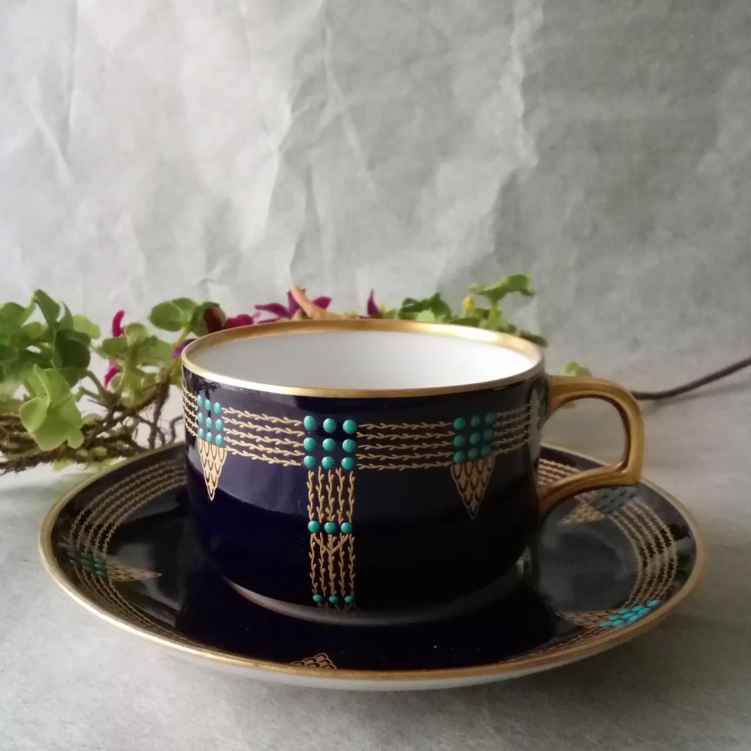 逸品　フッチェンロイター　アールデコ金彩ジュエルC&S　ドイツ　アンティーク