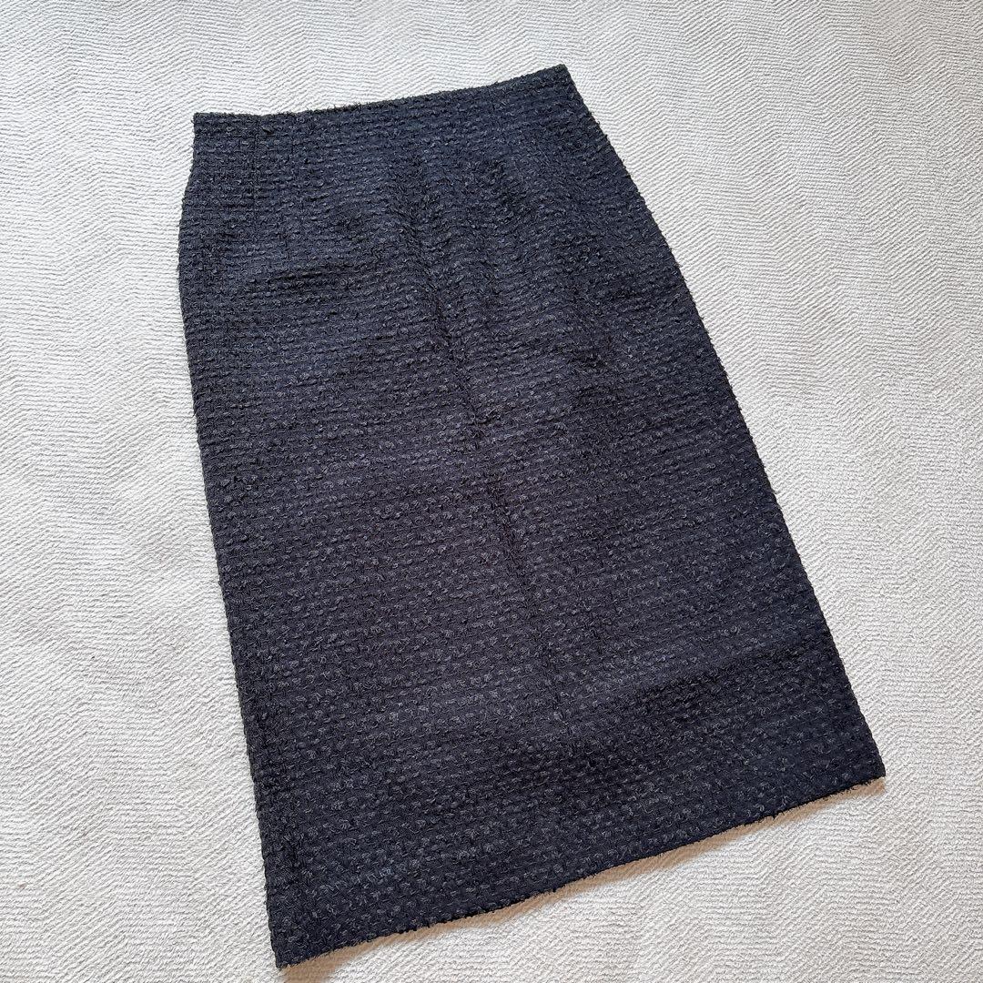 美品✨Ballsey ミックスヤーンツイード Iラインスカート　ネイビー